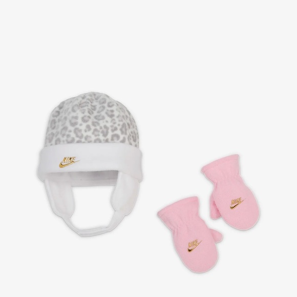 NWT Toddler Nike Leopard Trapper Hat & Mittens Set - Picture 1 of 6